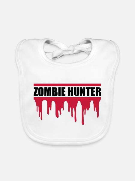 zombie hunter Halloween Quote - Organic Baby Bibs - white - Front