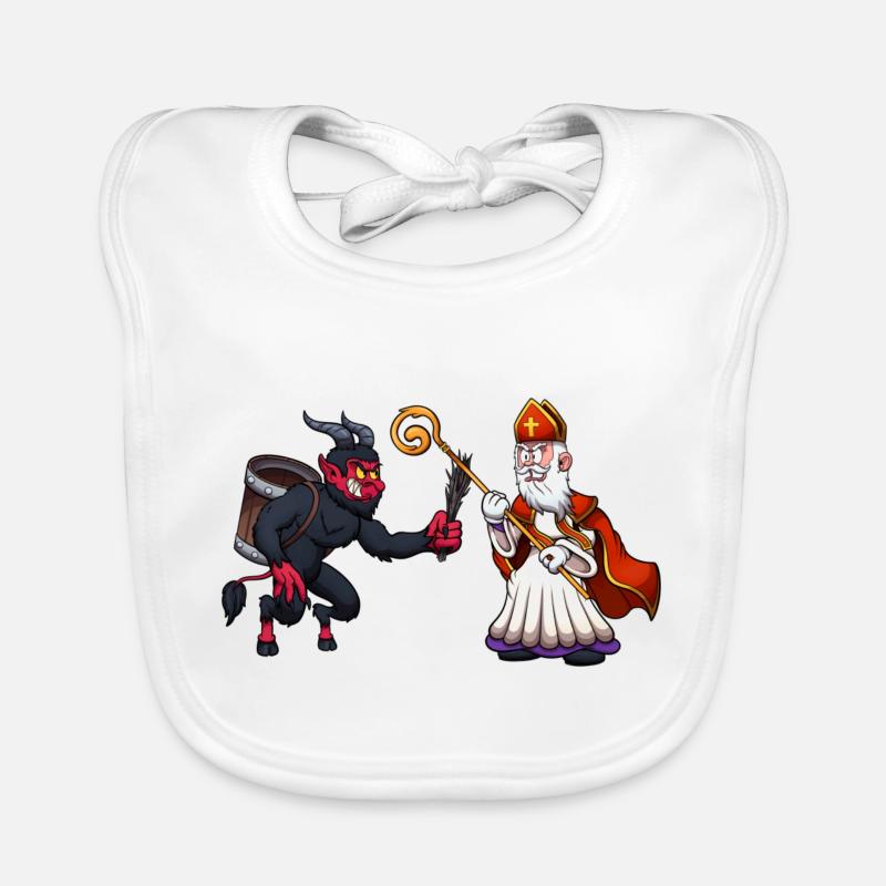 Saint Nicholas VS Krampus Organic Baby Bibs