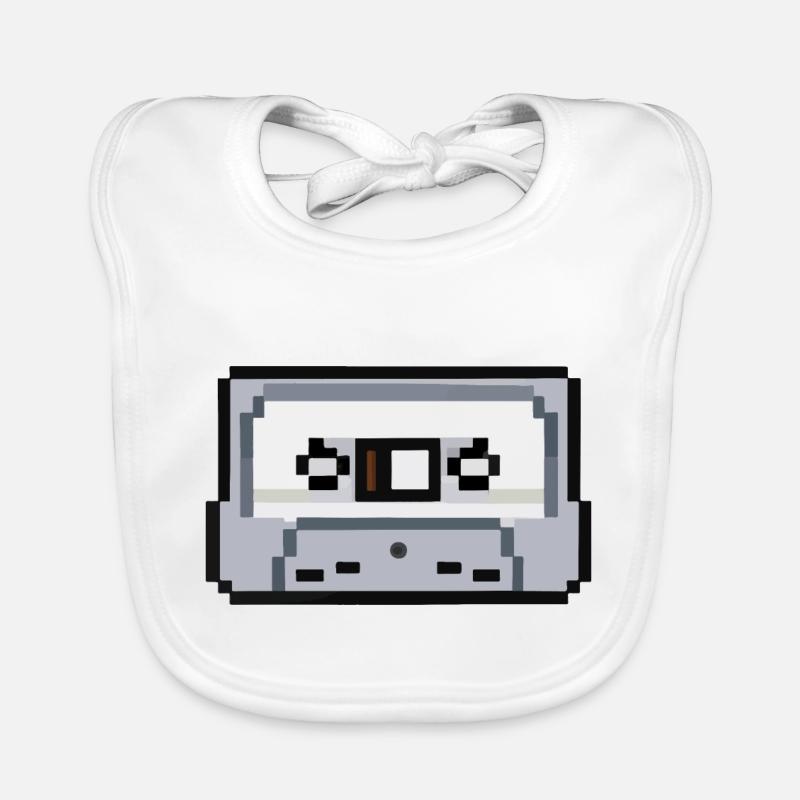 Cassette Idée cadeau rétro pixélisée Bavoir bio Bébé