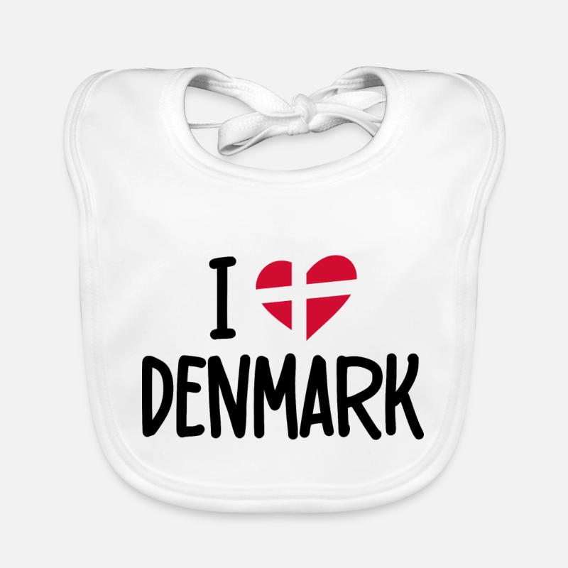 J’aime le drapeau du Danemark Bavoir bio Bébé