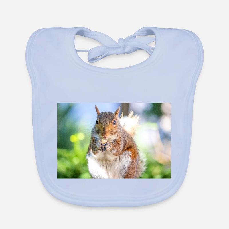 Eating Grey squirrel Grauhörnchen Organic Baby Bibs