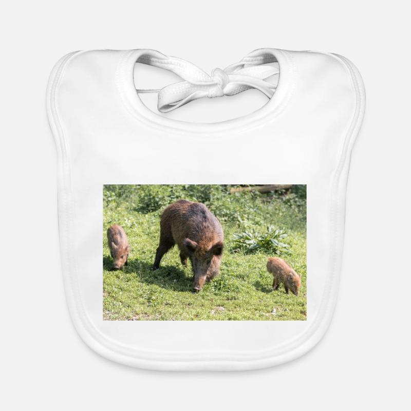 Wildschwein Sus scrofa - Baby Bio-Lätzchen - Weiß