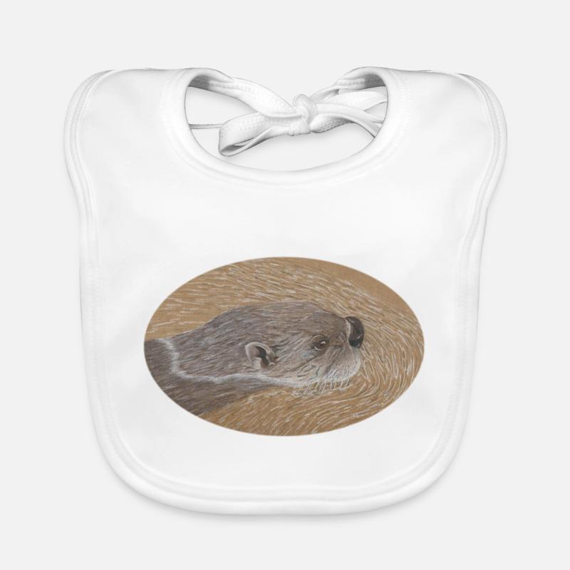 Loutre 2 13 11 2022 - Bavoir bio Bébé - blanc