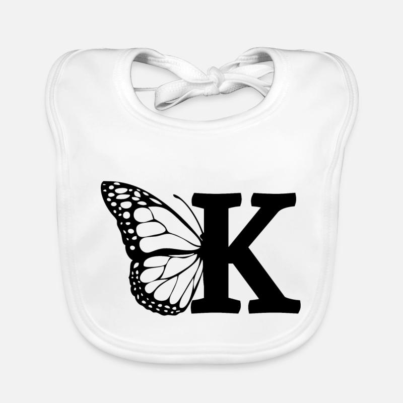 letter K butterfly Organic Baby Bibs