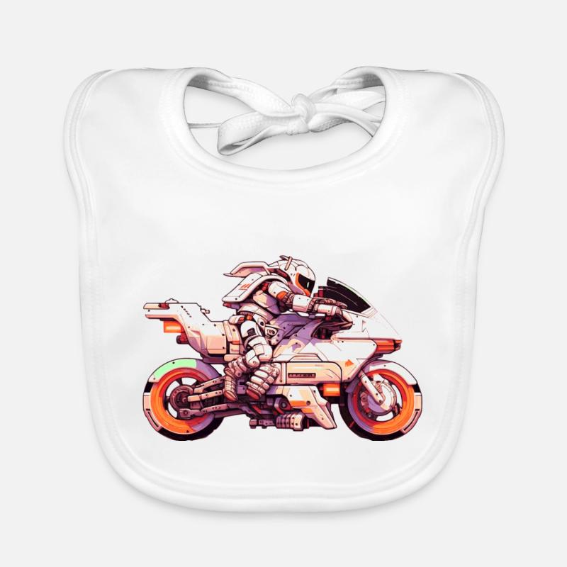 Motorcycle racing machine in the future with driver Organic Baby Bibs