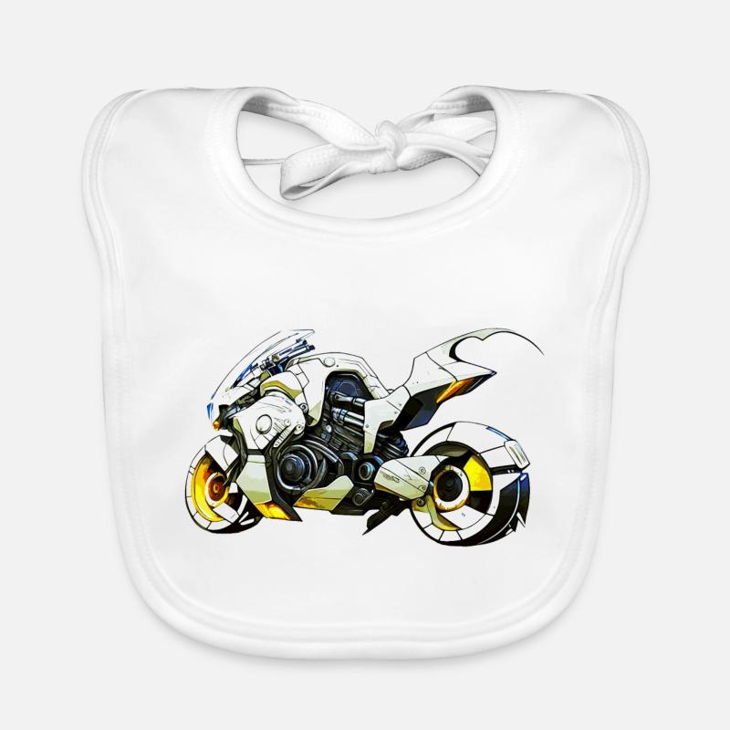 La moto comme machine de course dans le scénario futur Bavoir bio Bébé