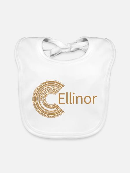 Für Ellinor - Baby Bio-Lätzchen - Weiß - Vorne