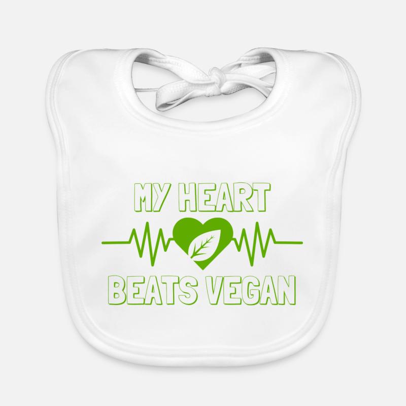 Mon cœur bat végétalien - Vert - Bavoir bio Bébé - blanc