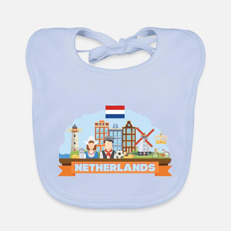 Netherlands travel flat composition Organic Baby Bibs
