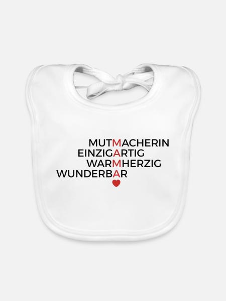 Mama Muttertag Mutter - Baby Bio-Lätzchen - Weiß - Vorne