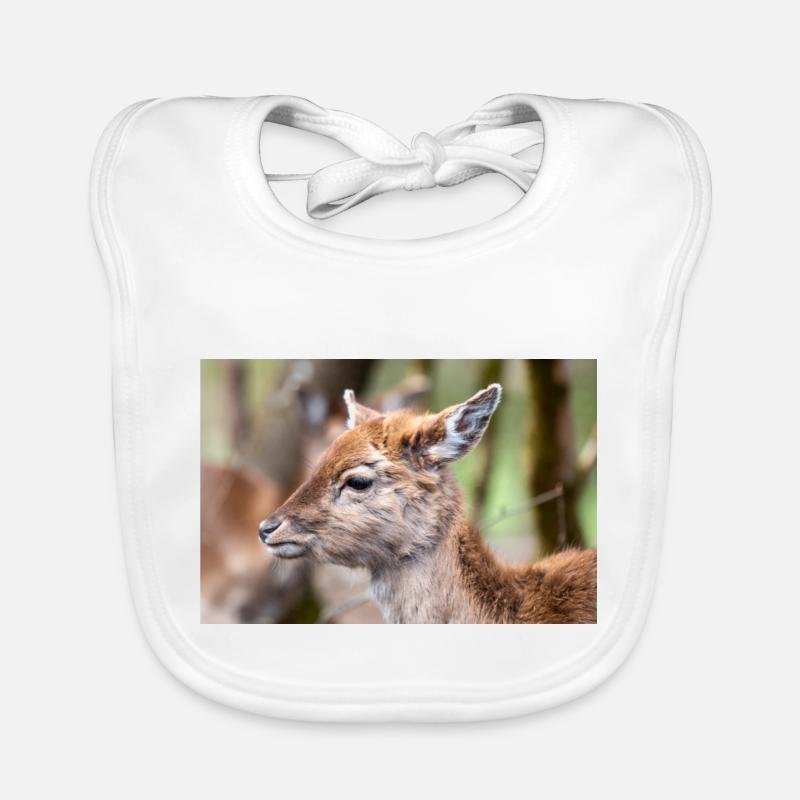 Damhirsch Damwild Dama - Baby Bio-Lätzchen - Weiß