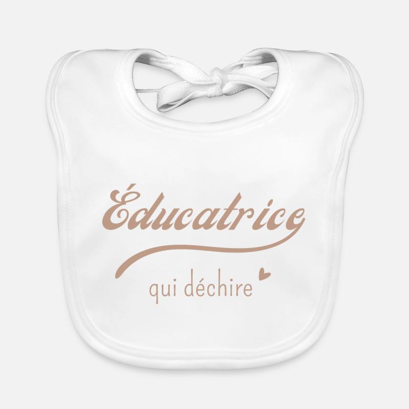 Éducatrice qui déchire - Bavoir bio Bébé - blanc