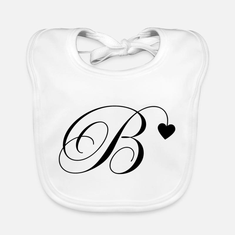 Lettre b calligraphie cœur Bavoir bio Bébé