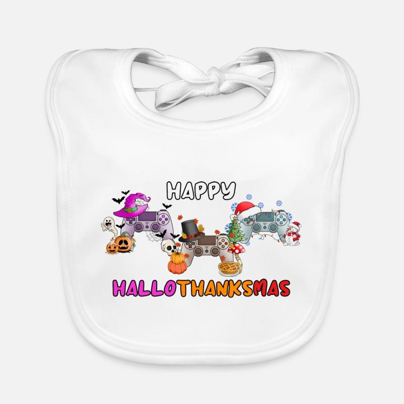 Happy Hallothankmas Game Controller Organic Baby Bibs