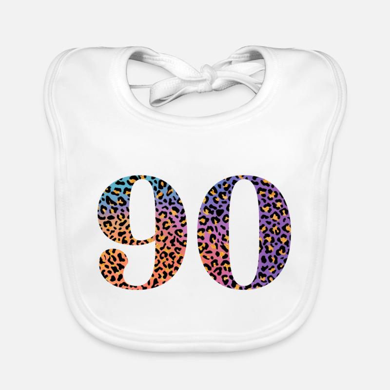 90th Birthday Leopard Organic Baby Bibs