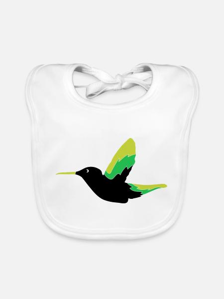Hummingbird Bird - Organic Baby Bibs - white - Front