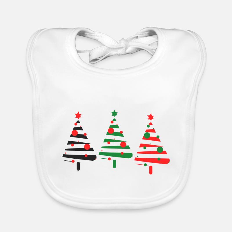 3 sapins pour noel - Bavoir bio Bébé - blanc
