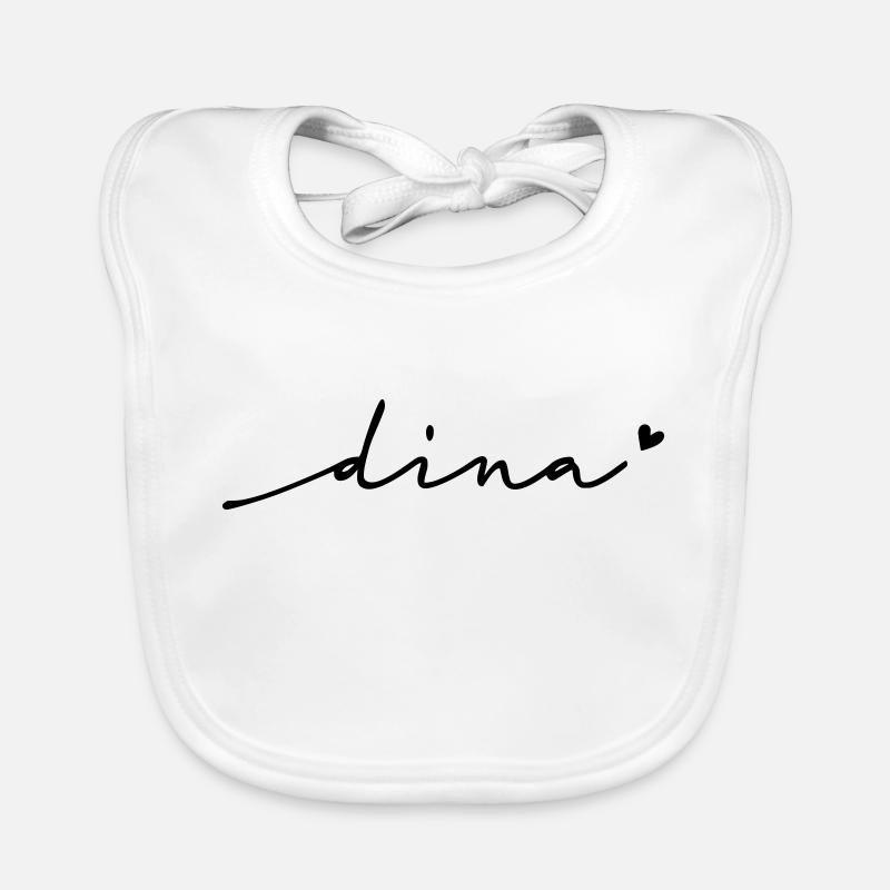 Dina Cursive Name Organic Baby Bibs