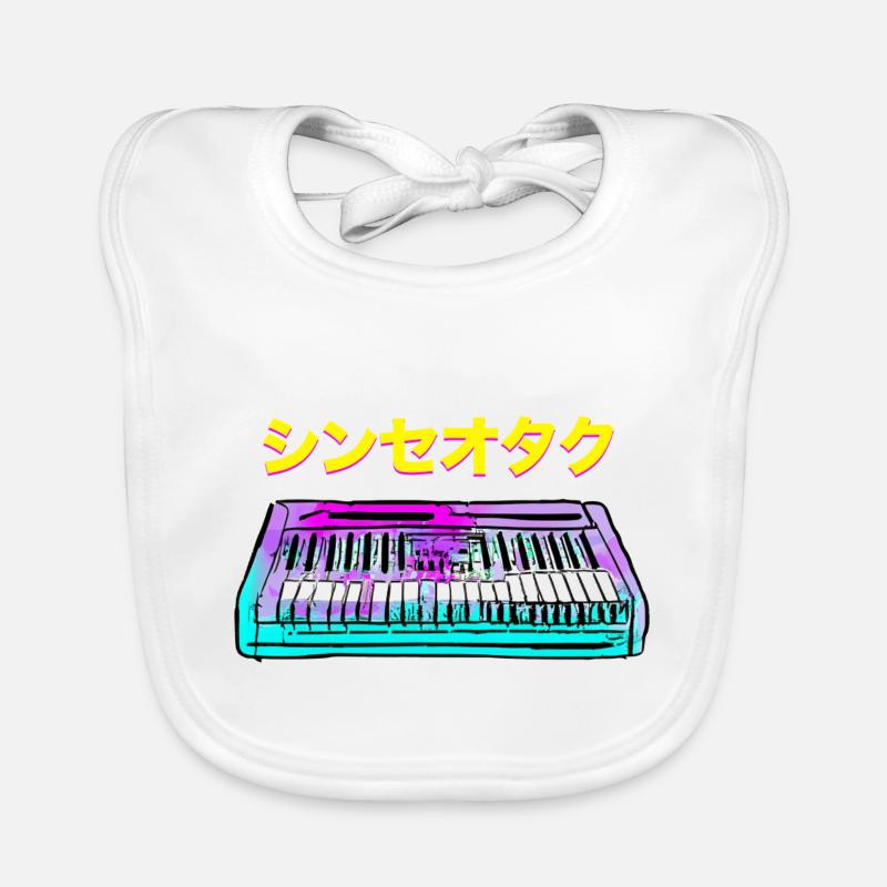 SYNTH GEEK JAPONAIS - Bavoir bio Bébé - blanc
