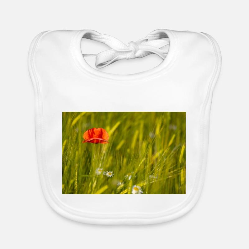 Mohnblume im Kornfeld Baby Bio-Lätzchen