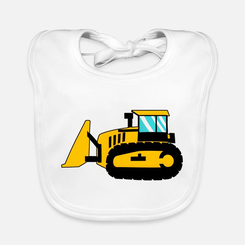 Large Caterpillar Tracked Tractor Organic Baby Bibs