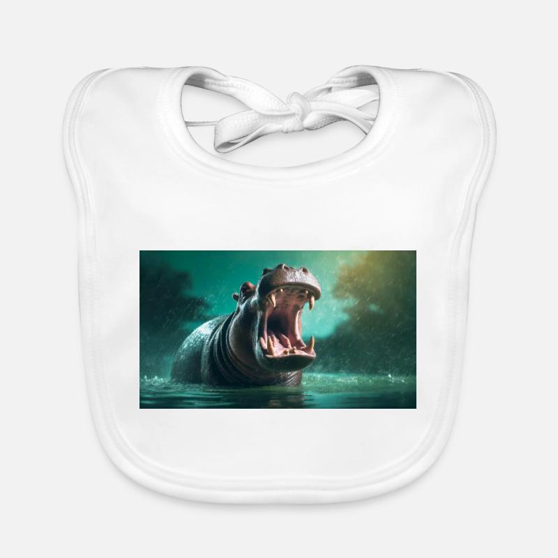 Cute animals chilling – hippopotamus also hippo Organic Baby Bibs