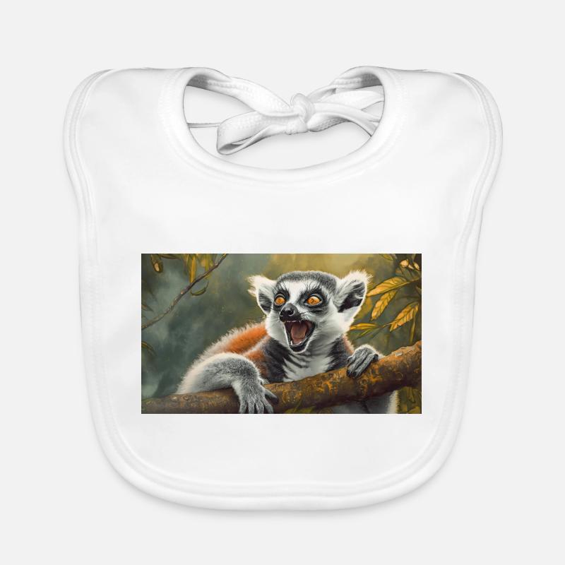 Cute animals chilling – ring-tailed lemur Organic Baby Bibs
