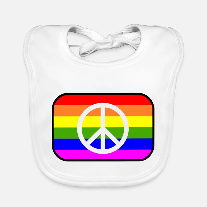 Signe de paix sur le drapeau arc-en-ciel LGBT Bavoir bio Bébé