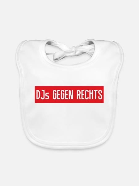 DJs gegen rechts - Baby Bio-Lätzchen - Weiß - Vorne