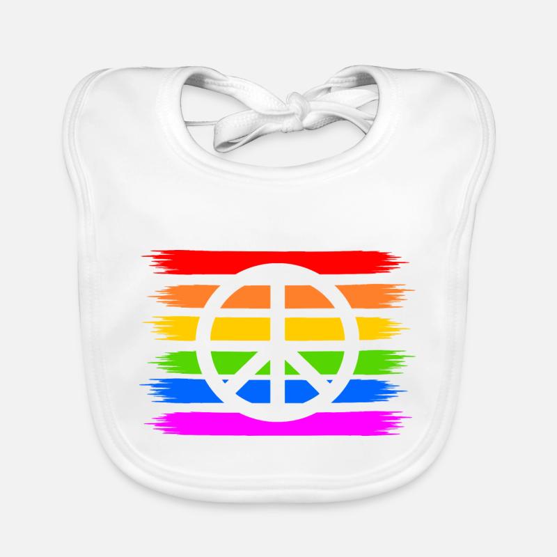 Signe de paix de paix sur le drapeau arc-en-ciel arc-en-ciel Bavoir bio Bébé