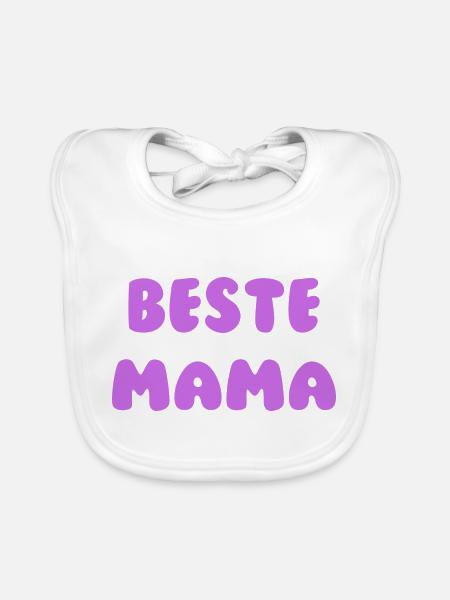 Beste Mama Lila - Baby Bio-Lätzchen - Weiß - Vorne