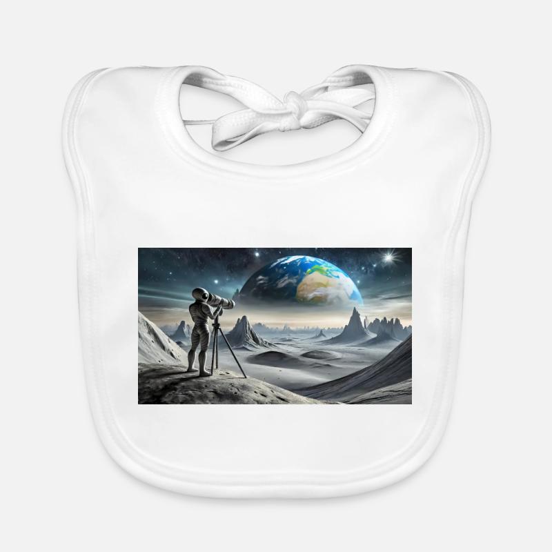 extraterrestre gris à la surface de la lune – observation de la terre Bavoir bio Bébé