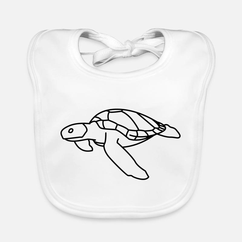 Tortue de mer - Bavoir bio Bébé - blanc