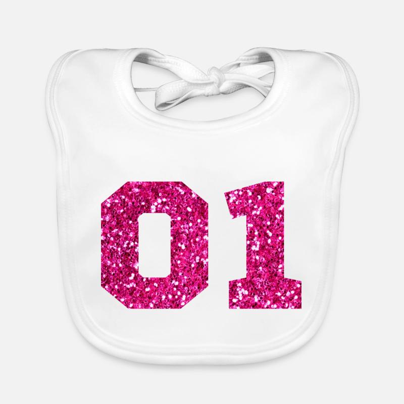Number 1 Pink Glitter -1st Anniversary Organic Baby Bibs