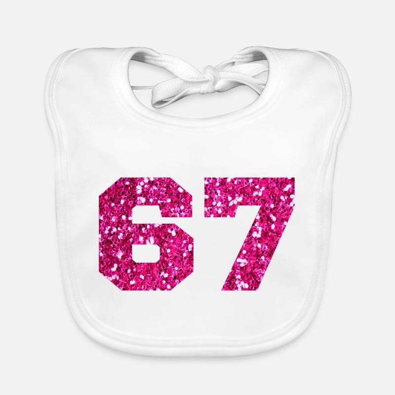 Nummer 67 Pink Glitter - 67. Geburtstag - Baby Bio-Lätzchen - Weiß
