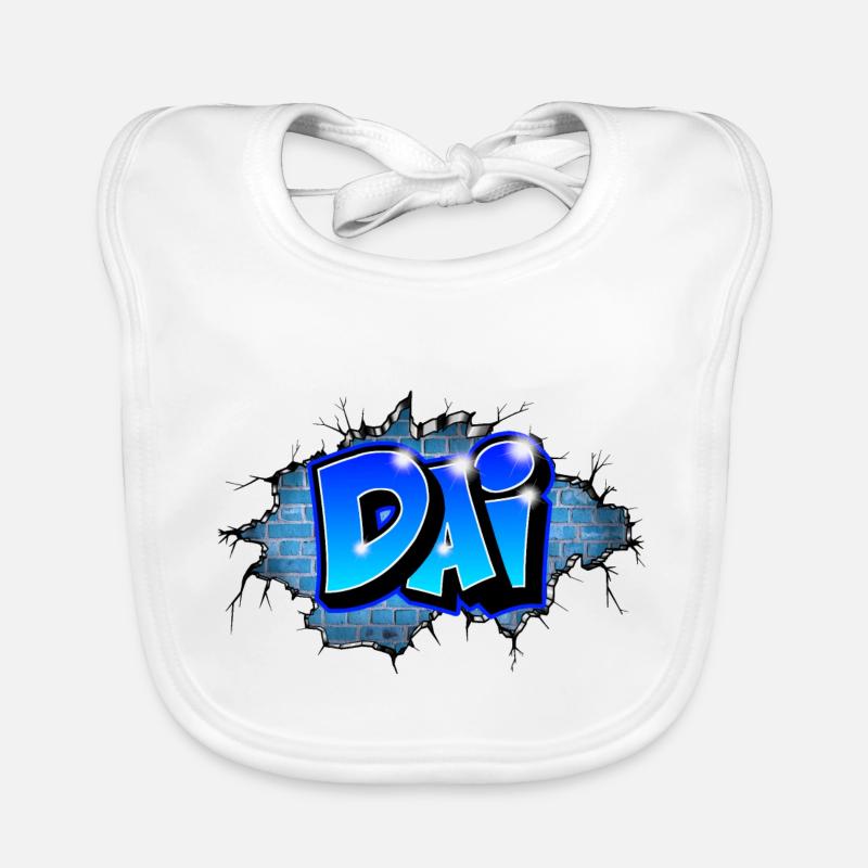 Graffiti DAI Blaue Ziegel Risse Baby Bio-Lätzchen