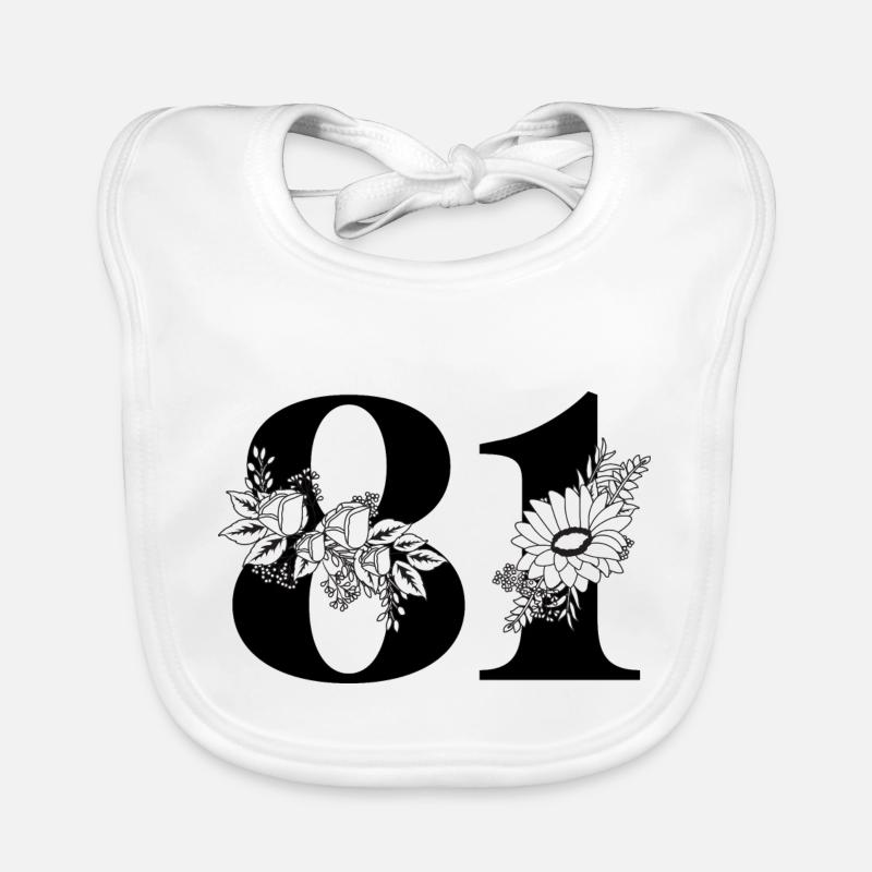 Nummer 81 Schwarze Blumen - 81. Blumengeburtstag Baby Bio-Lätzchen