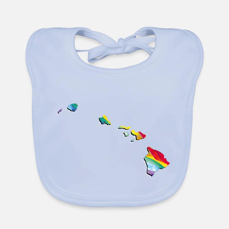 LGBTQ flag in the Hawaii state map Organic Baby Bibs