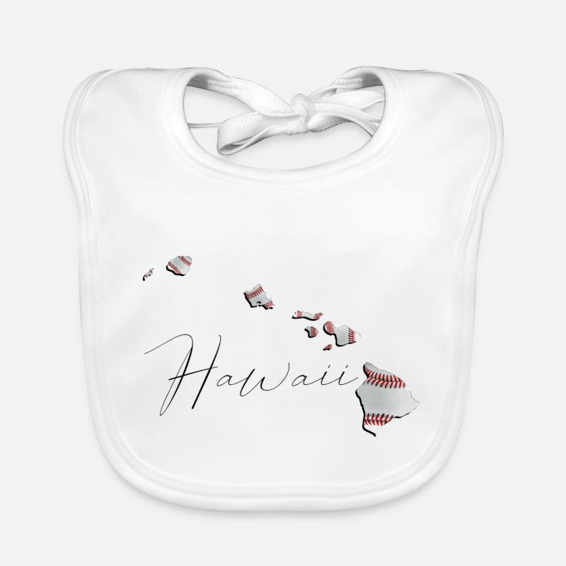 Real Baseball in Hawaii State Map HI Organic Baby Bibs