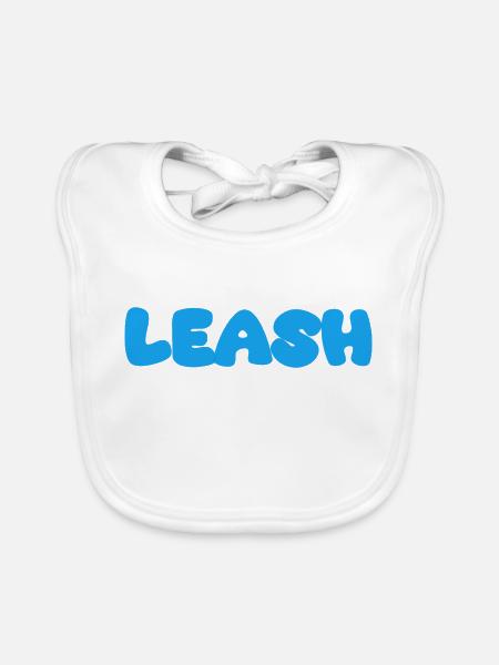 Leash Name Blue - Organic Baby Bibs - white - Front