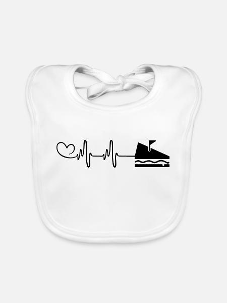 Sandwich Pulse Heart - Organic Baby Bibs - white - Front