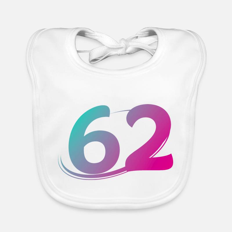 Number 62 multicolor Organic Baby Bibs