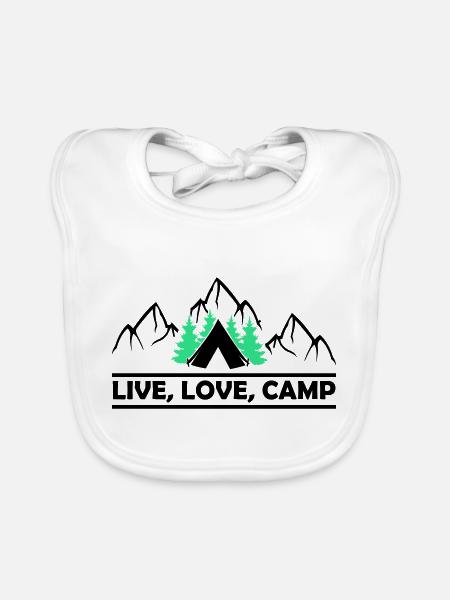 Live Love Camp - Organic Baby Bibs - white - Front