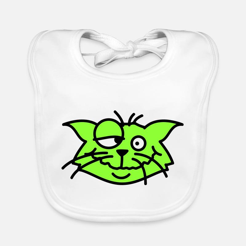 Confused Cat Squints Funny Crazy Grimace Organic Baby Bibs