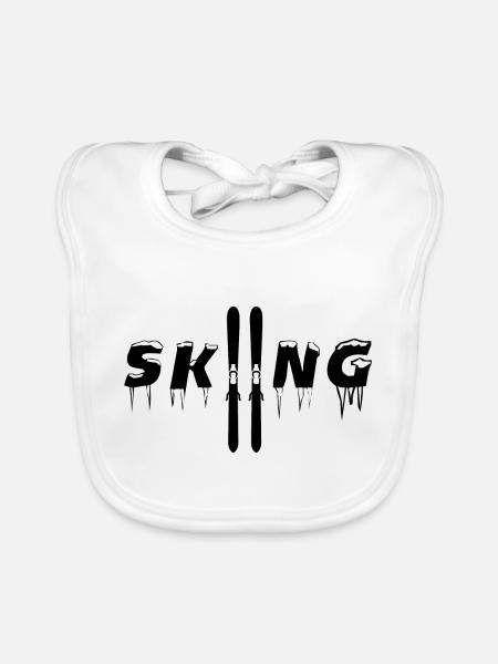 Skiing Ski motif for skiers Skiers - Organic Baby Bibs - white - Front