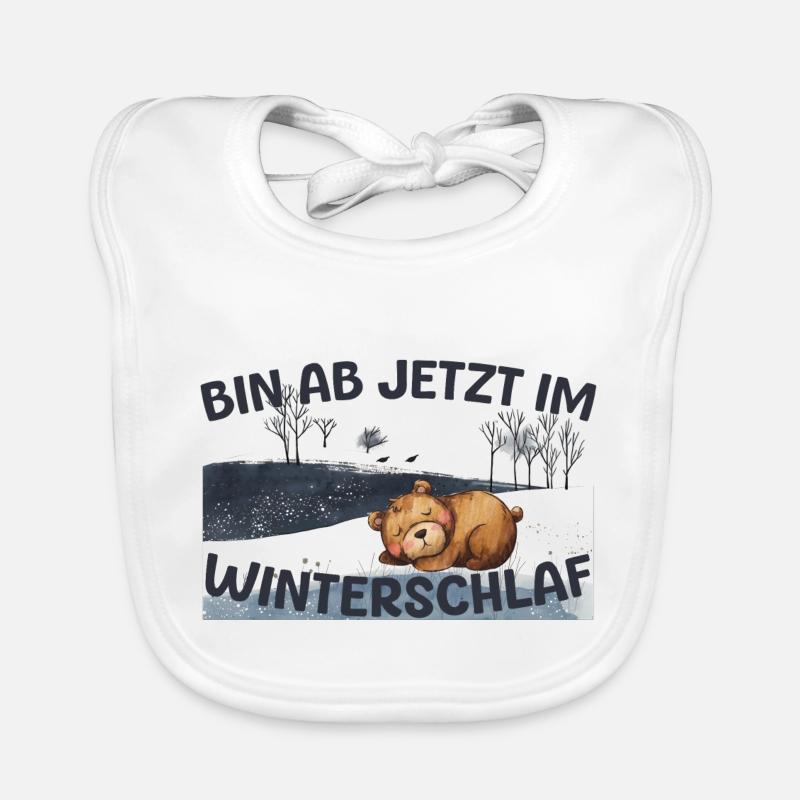 Bär im Winterschlaf Winter Schnee Geschenk Warm - Baby Bio-Lätzchen - Weiß