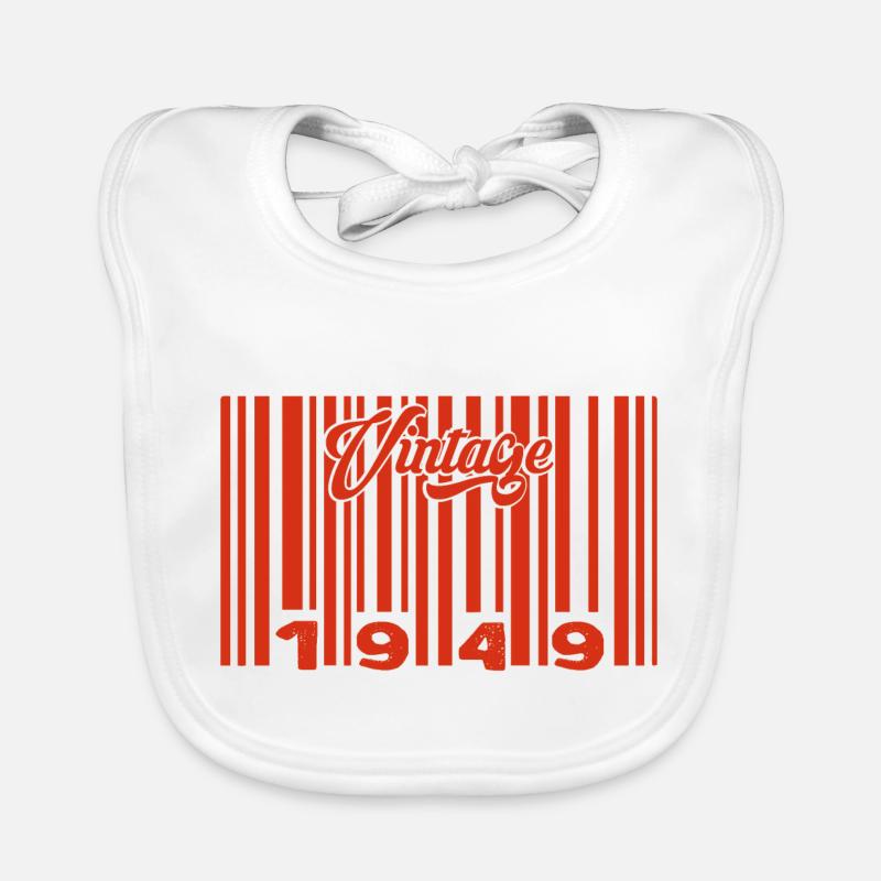 Vintage 1949 Born In 1949 76 Years Bar Code Anniversai Organic Baby Bibs