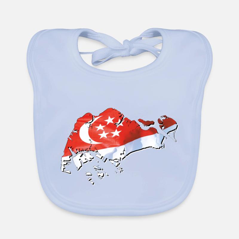 Drapeau de Singapour sur la carte de Singapour Bavoir bio Bébé