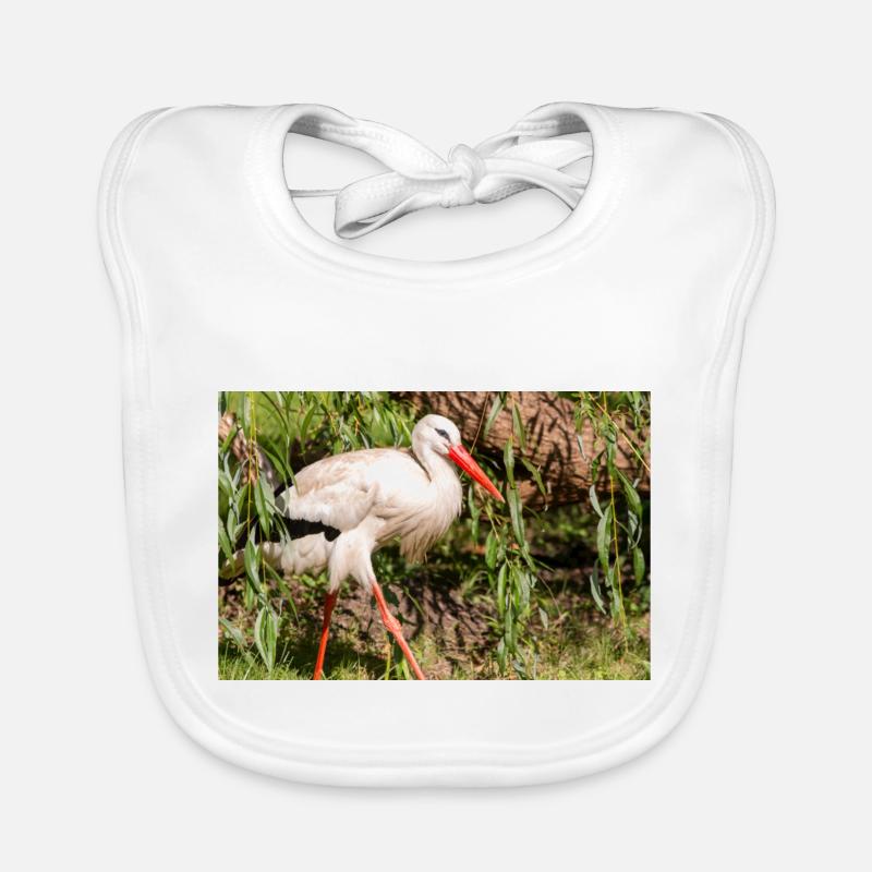 White stork (in german Weißstorch or Klapperstorch Organic Baby Bibs