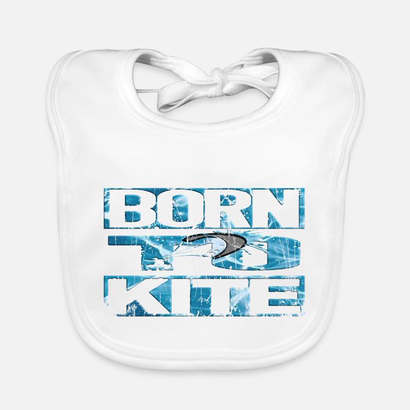 Né pour kite - Bavoir bio Bébé - blanc